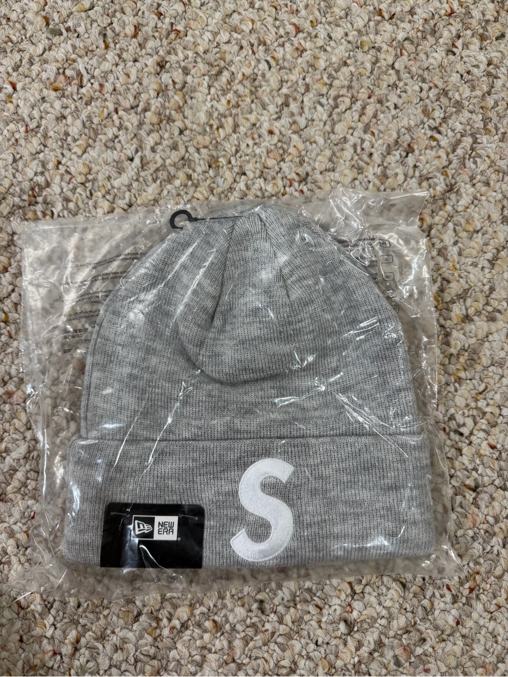 Supreme Gray Beanie with Red Box Logo